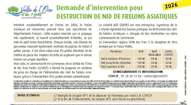 Bon CCVO3F Frelons 2026